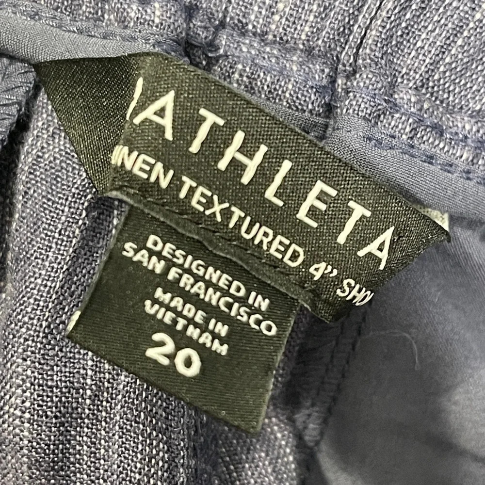 Athleta Cabo Linen Textured Short 4" Navy Pull-On Comfy Earthy Blue Size 20 - Picture 6 of 10